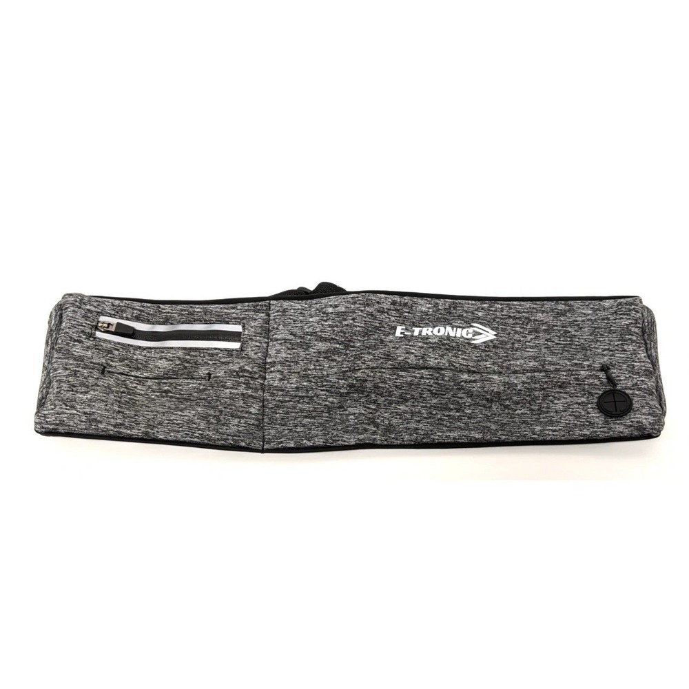 E Tronic Edge Running Belt Bag–Gray Heather Stretch Fabric Waist Pack  Zipper